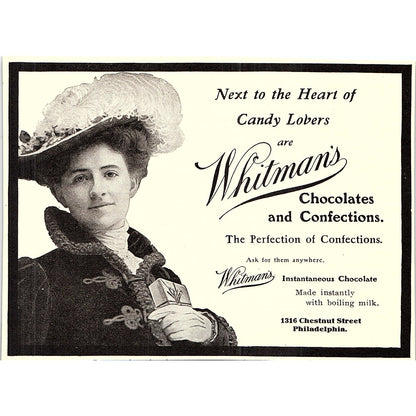 Whitman's Chocolates 1316 Chestnut Street Philadelphia - 1904 Ad AF4-6