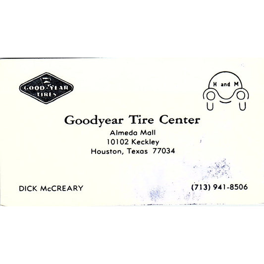 Dick McCreary Goodyear Tire Center Houston TX Vintage Business Card SE3-B13