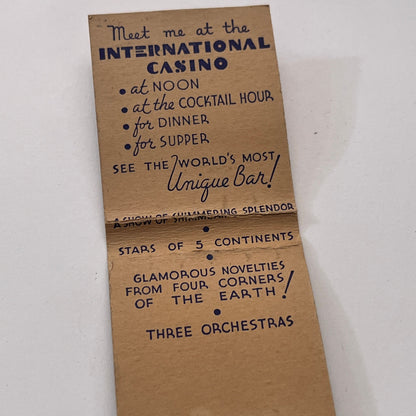 International Casino New York Vintage Matchbook Cover TB8-MB-11