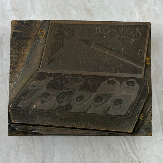 Boston Pocket Pencil Sharpener - Vintage Letterpress Printers Block Plate TG8