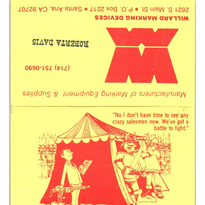 Roberta Davis Willard Marketing Devices Santa Ana Vintage Business Card SE3-B3