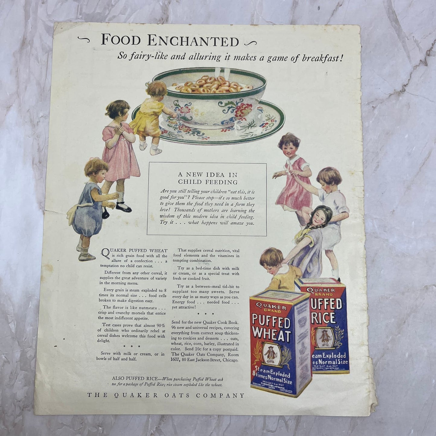 1925 Quaker Puffed Rice Fairy-Like & Alluring 10x13 Magazine Advertisement FL6-7