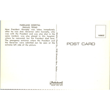 Parkland Hospital Dallas Texas Vintage Postcard PE6
