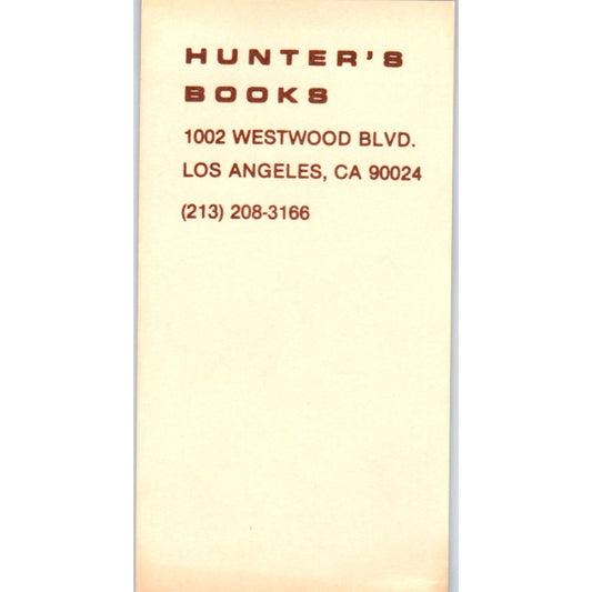 Hunter's Books Los Angeles CA Bookmark Vintage Business Card SD8-B9