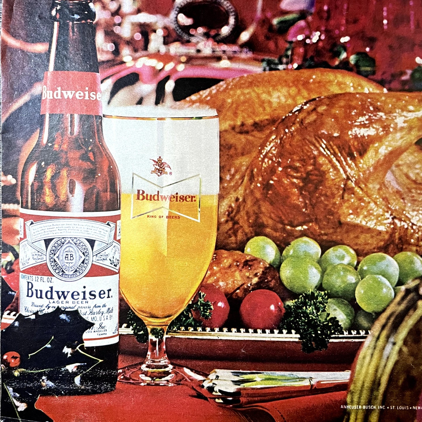 Christmas Budweiser - A Tradition in Hospitality Vintage Magazine Ad 10x14 V11