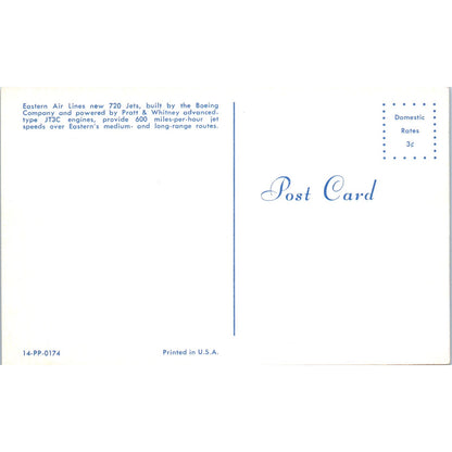 Eastern Airlines Boeing 720 Jet Vintage Postcard PC19