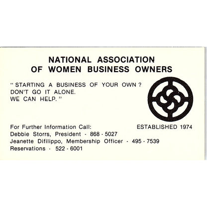 National Association Of Women Business Owners Vintage Business Card SB4-B2