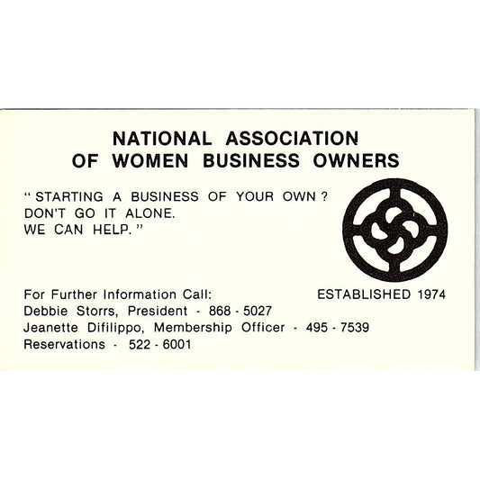 National Association Of Women Business Owners Vintage Business Card SB4-B2