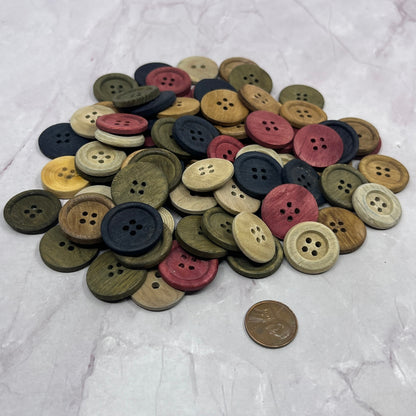 Huge Lot of Assorted Wooden Buttons Size Approx. 3/4" TC5