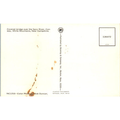 Saco River Bridge Conway NH Covered Bridge Postcard PC4