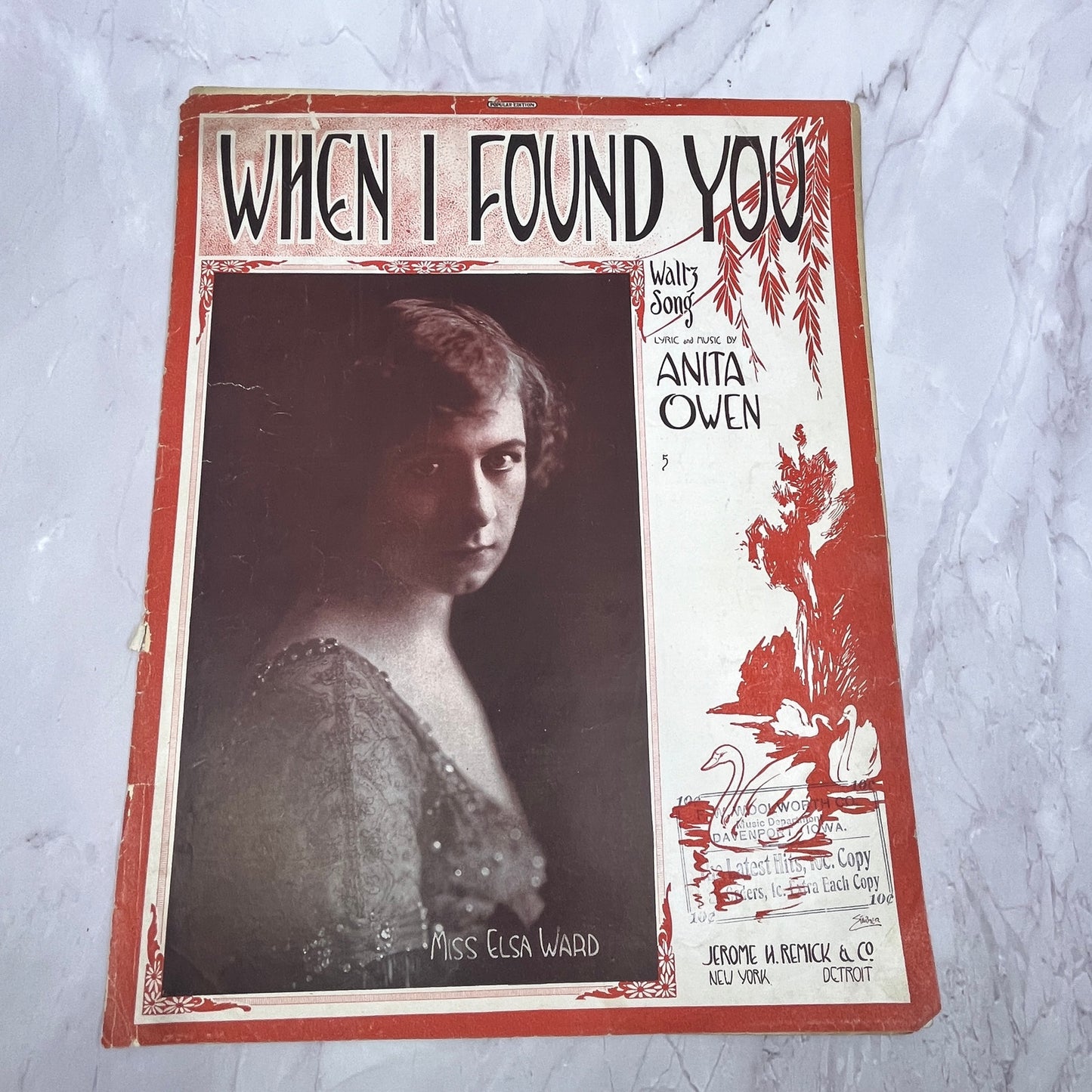 When I Found You Waltz Anita Owen Elsa Ward 1915 Sheet Music V15