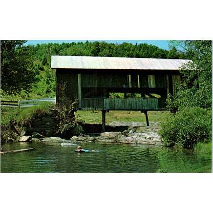 Old Covered Bridge Northfield Falls VT Vintage Covered Bridge Postcard PD6