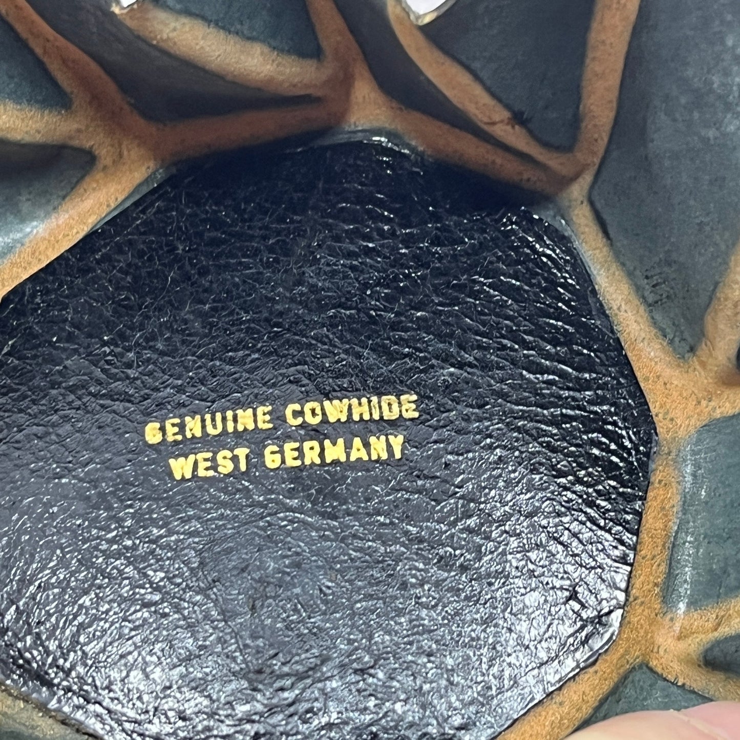 Vintage West Germany Black Leather Squeeze Coin Purse Pouch Change Holder SC1