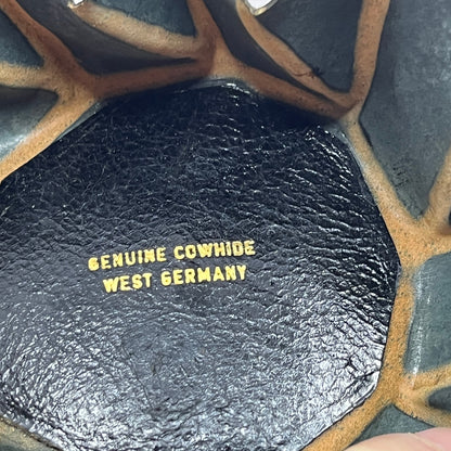 Vintage West Germany Black Leather Squeeze Coin Purse Pouch Change Holder SC1