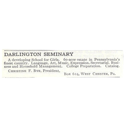 Darlington Seminary Claudia M. Redd Lansdowne PA c1918 Advertisement AE5-SA9