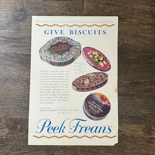 Peek Frean's Christmas Biscuits Vintage Magazine Ad 10x13 V8