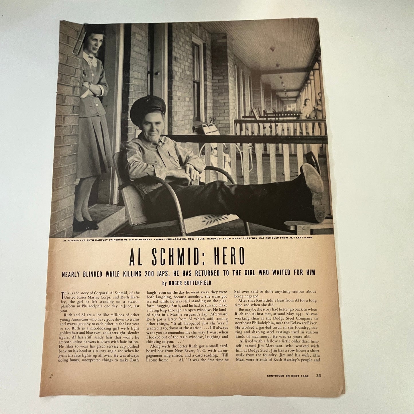Al Schmid: Hero 2 Pages 1940s WWII Era Article V30-1