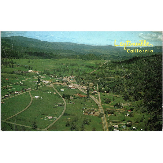 Laytonville CA Aerial View Color by Mike Roberts Vintage Postcard PE1