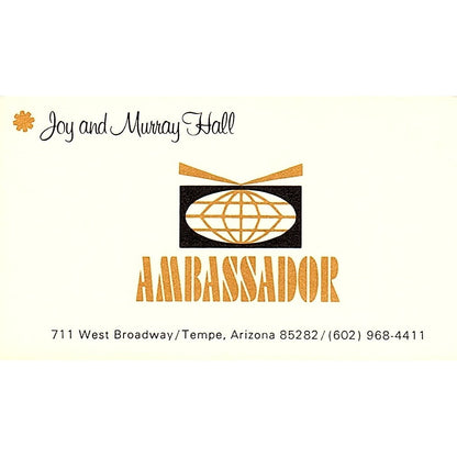 Ambassador Leather Goods Joy & Murray Hall Tempe AZ Vintage Business Card SD9-B5