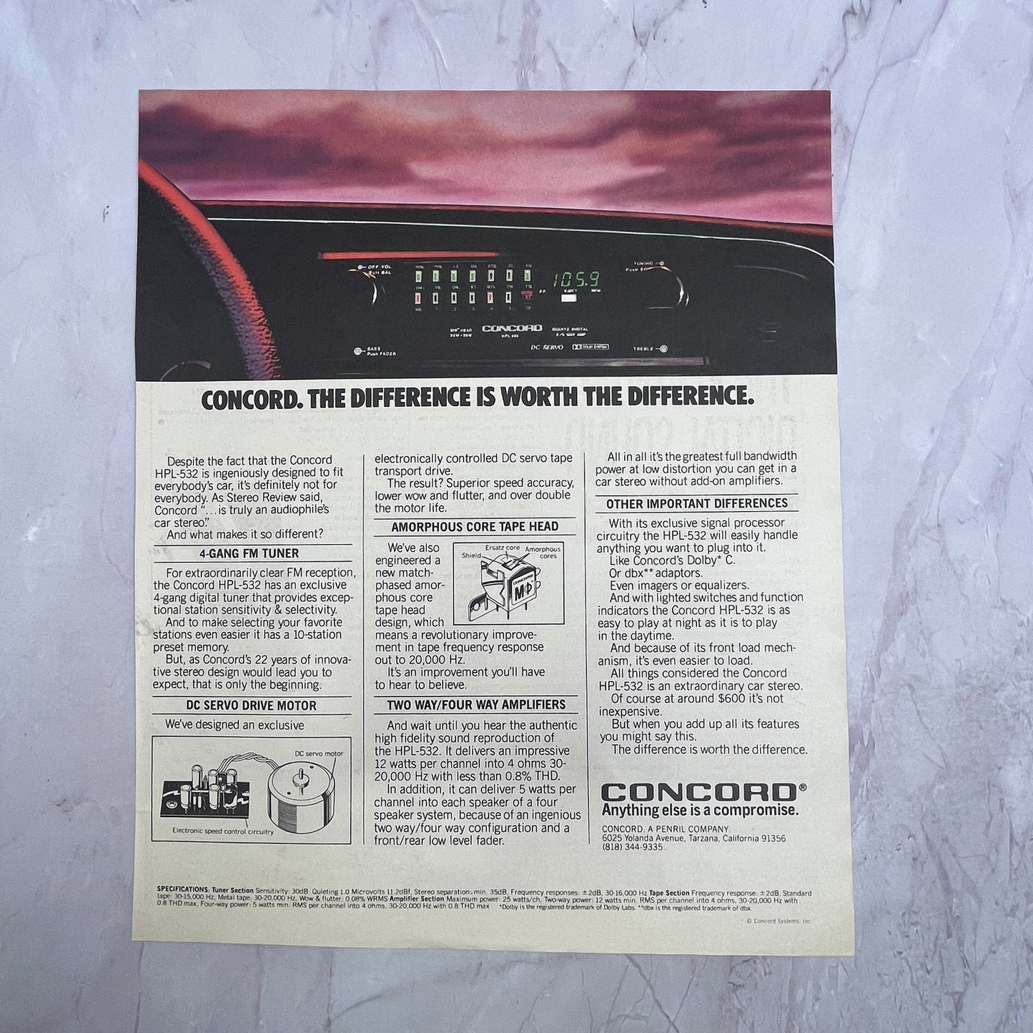Concord HPL-532 Car Stereo System 1984 Ad V14-7