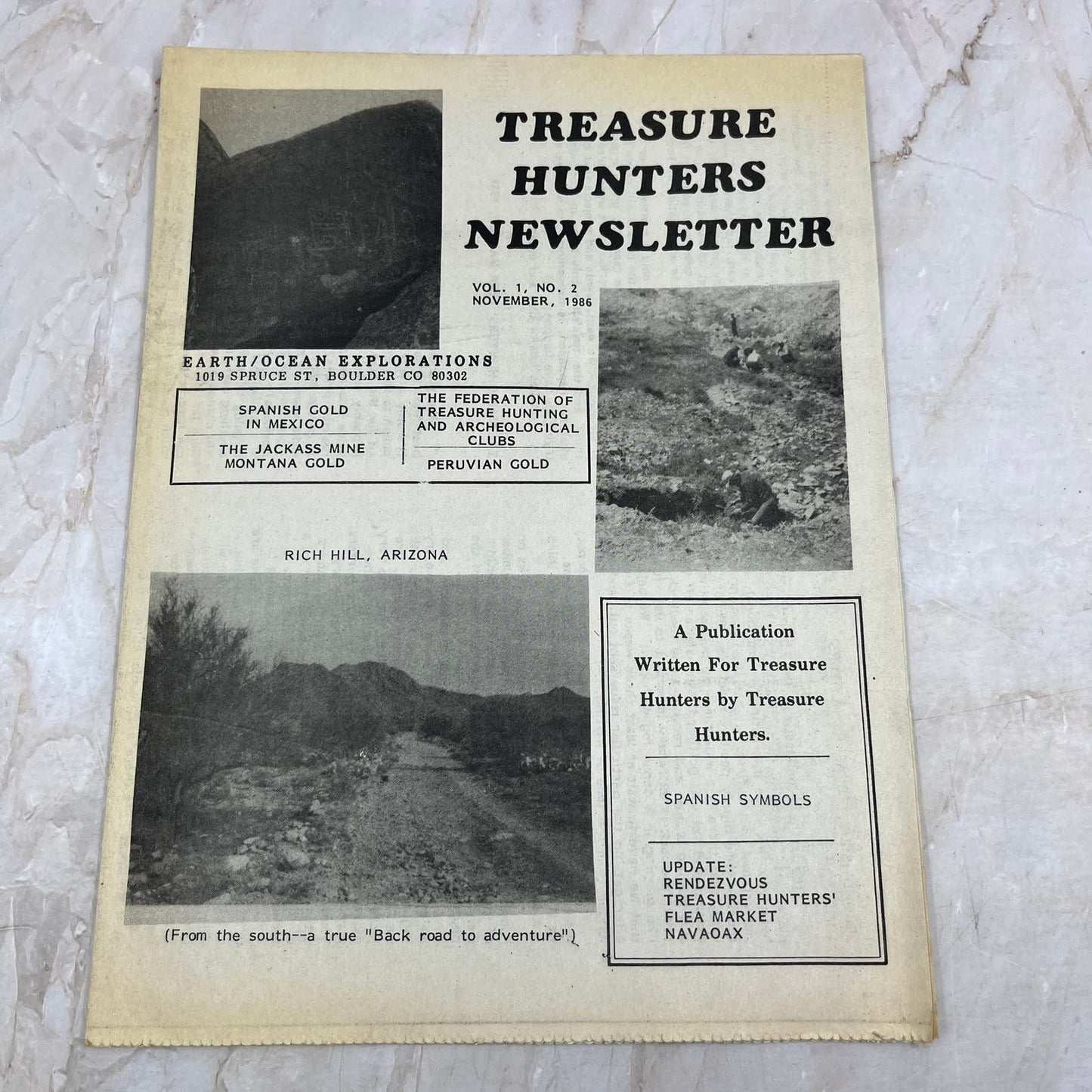 1986 Nov - Treasure Hunters Newsletter - Earth/Ocean Explorations Boulder CO M11