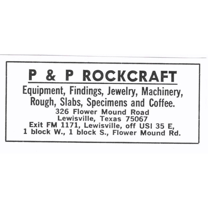 P&P Rockcraft Lapidary Lewisville Texas 1972 Ad AF8-S3