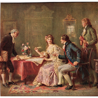 J.L.G. Ferris Marriage Contract British Soldier Military Vtg Art Print 8x8.5 V10