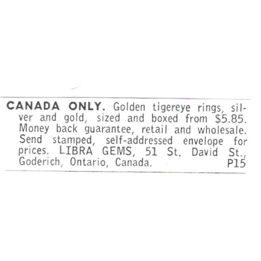 Libra Gems Goderich Ontario Canada 1972 Ad AF8-S8