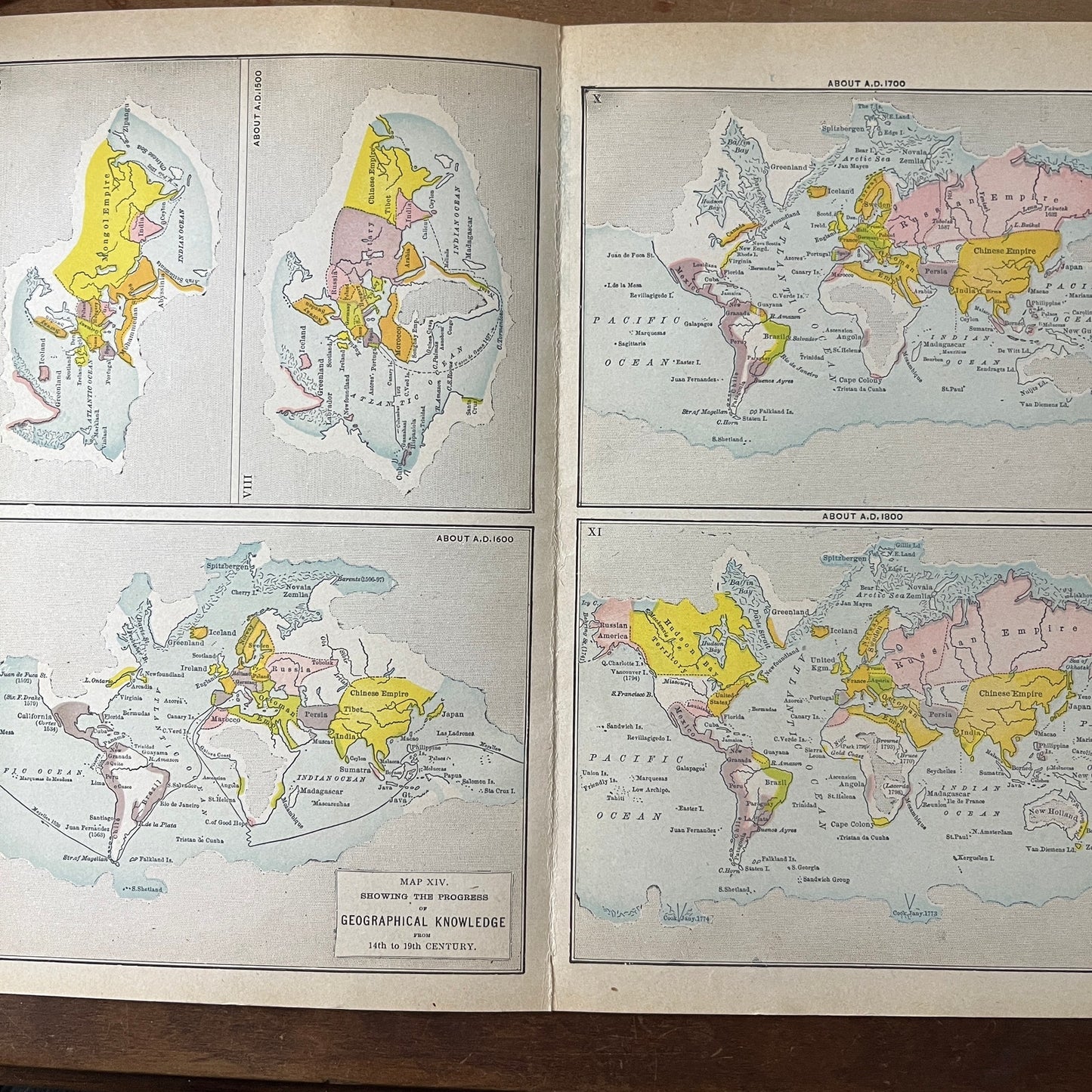 Map Showing Progress of Geographical Knowledge 14h - 19th Century 1911 Print D19