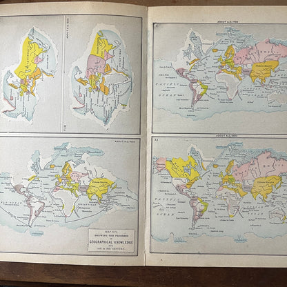 Map Showing Progress of Geographical Knowledge 14h - 19th Century 1911 Print D19
