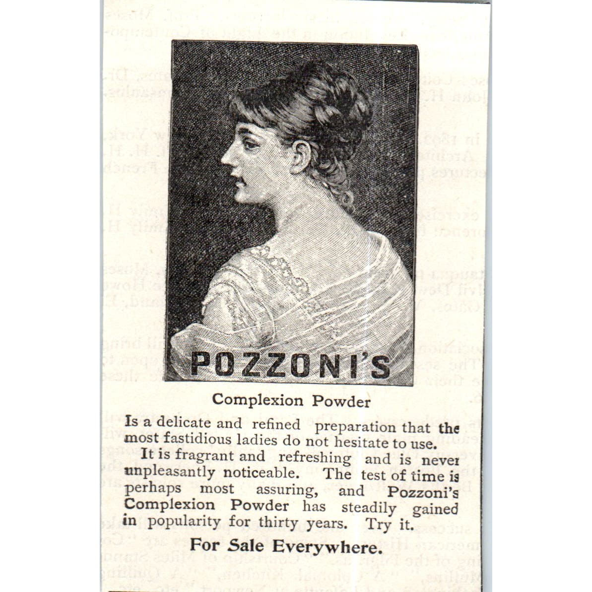 Delicate & Refined - Pozzoni's Medicated Complexion Powder c1890 Ad AE8-CH7