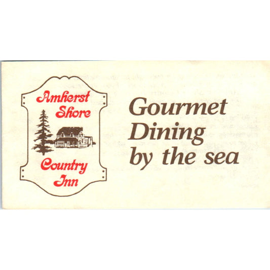 Amherst Shore Country Inn Restaurant Nova Scotia Vintage Business Card SD8-B6