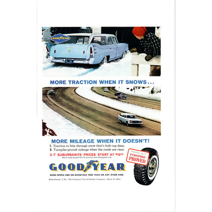 Goodyear Tires - More Traction When it Snows - Vintage Magazine Ad D18