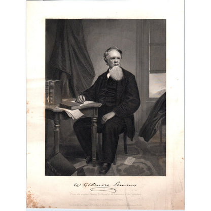 1867 Engraving Portrait of William Gilmore Simms 7x9 AE7