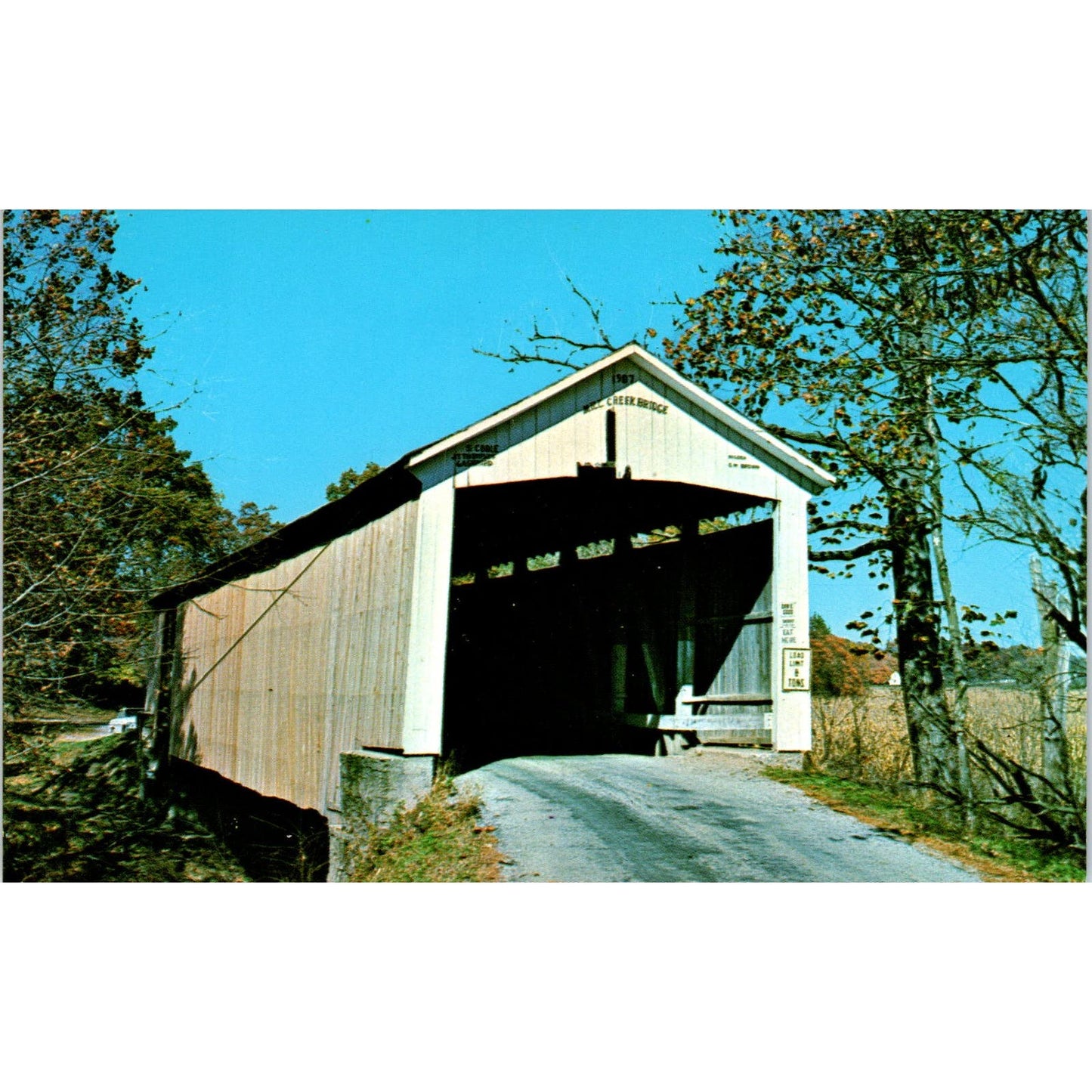Mill Creek Tow Path Bridge Tangier IN Vintage Covered Bridge Postcard PD5