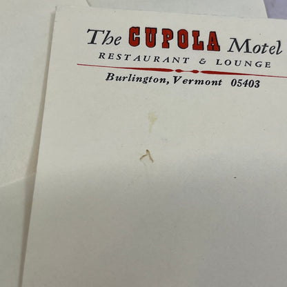 Vintage Cupola Motel Restaurant and Lounge Burlington VT Letterhead AE3