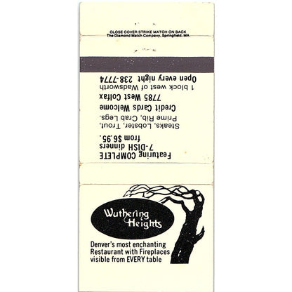 Wuthering Heights Restaurant Denver CO Vintage Matchbook TB6-MB2-7