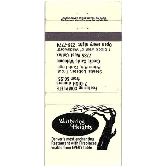 Wuthering Heights Restaurant Denver CO Vintage Matchbook TB6-MB2-7
