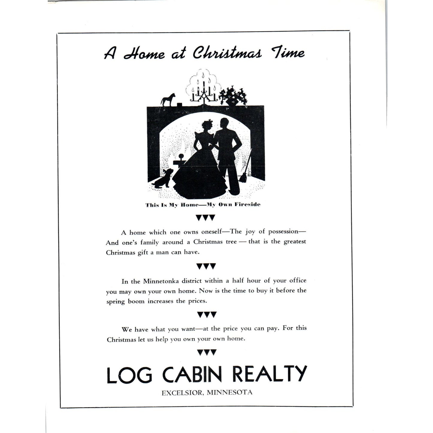 Log Cabin Realty Excelsior Minnesota 1940 Magazine Ad D17