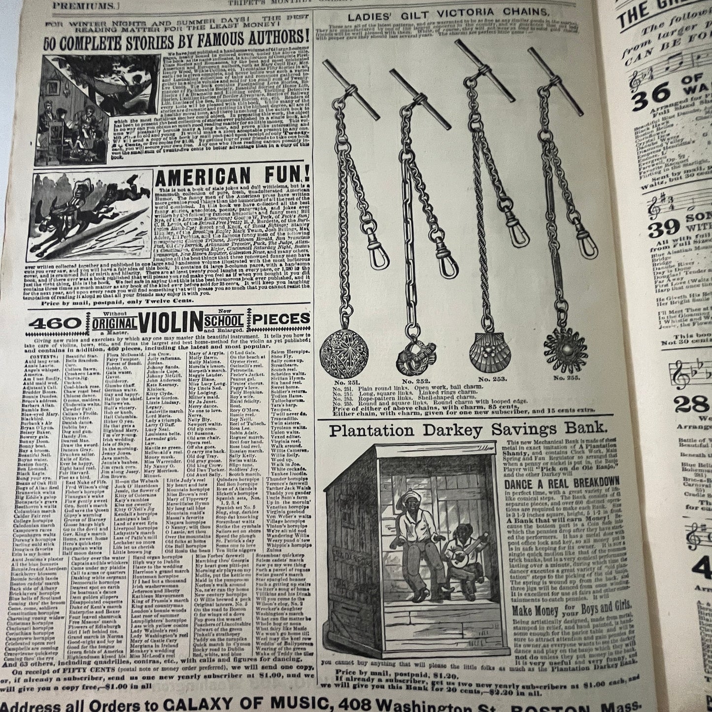 Trifet's Monthly Galaxy of Music 1889 Original Music Catalog Magazine V33-4