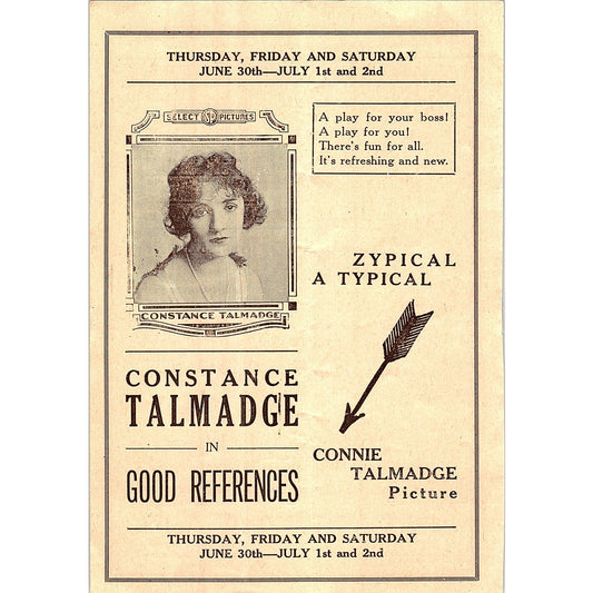 Constance Talmadge in Good References National Theatre NJ 1920s Ad AF3-8