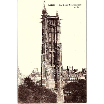 Paris La Tour St. Jacques French Antique Postcard PE10