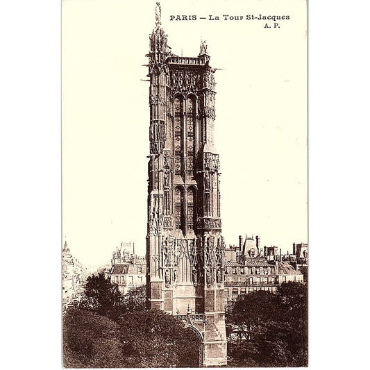 Paris La Tour St. Jacques French Antique Postcard PE10