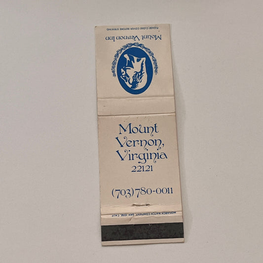 Mount Vernon Inn Virginia Vintage Matchbook Cover TB6-MB2-2