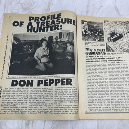 1974 Treasure Hunting Successes Newspaper Don Pepper Hunting Secrets M20