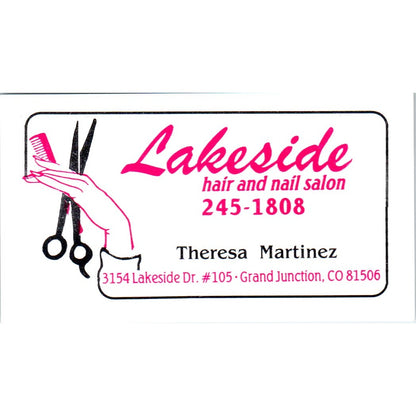 Lakeside Hair Salon Theresa Martinez Grand Junction CO Vtg Business Card SD8-B19