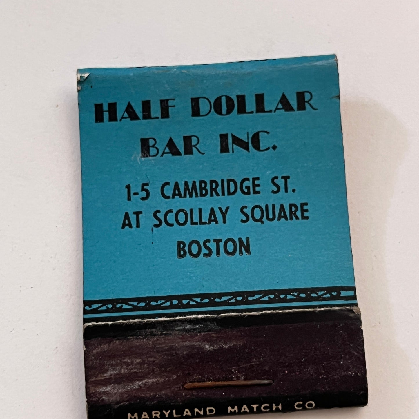 Half Dollar Bar Inc 1-5 Cambridge St Scollay Sq Boston Matchbook Cover TB8-MB3-9