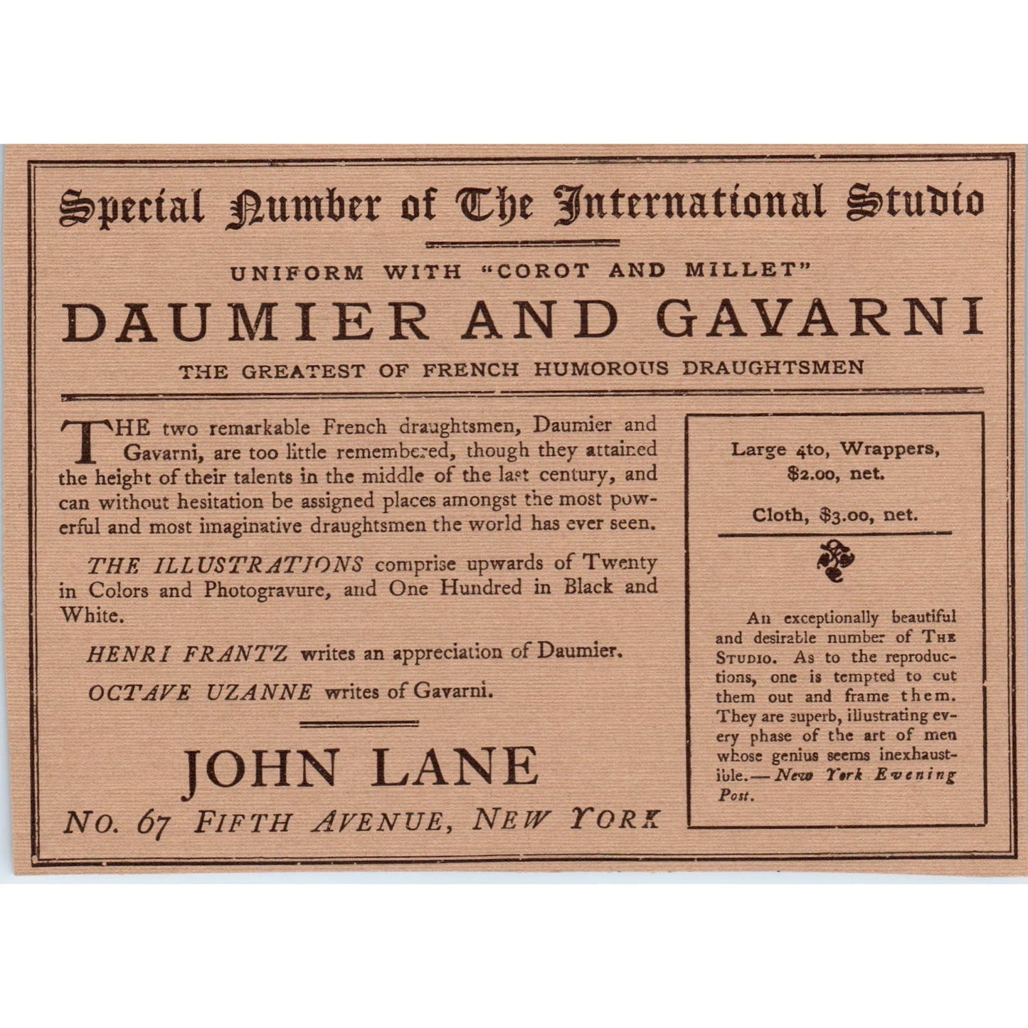 Daumier & Gavarni Book Ad John Lane c1905 Victorian Ad AE9-MA3