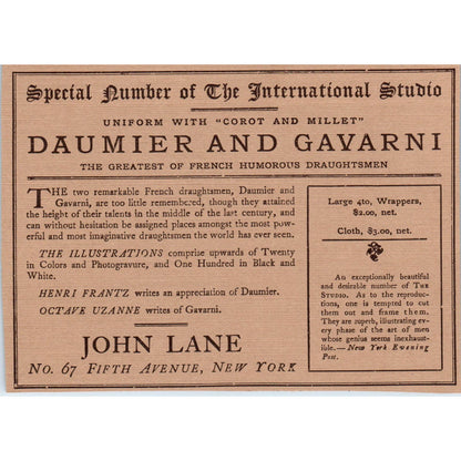 Daumier & Gavarni Book Ad John Lane c1905 Victorian Ad AE9-MA3