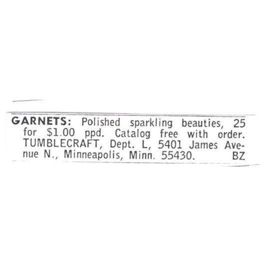Tumblecraft Garnets James Ave. N. Minneapolis MN 1972 Ad AF8-S1